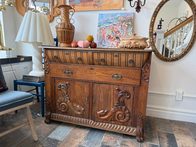 Antique Tiger Oak Buffet