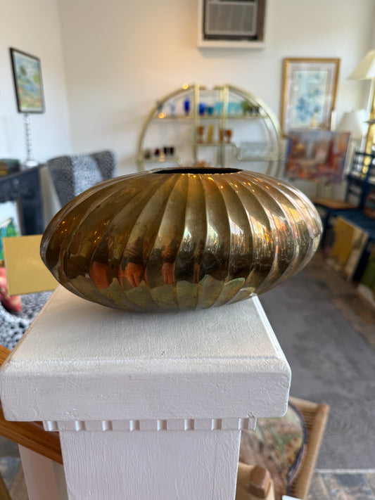 Brass Ribbed Vase