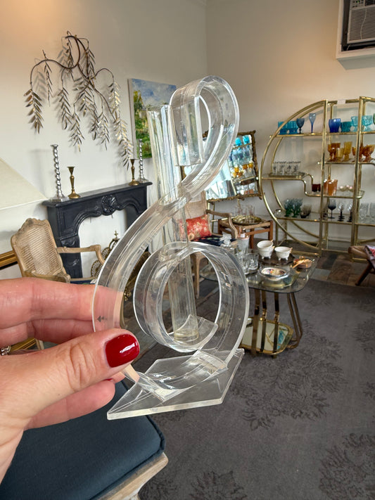 1970s lucite treble clef Bud vase