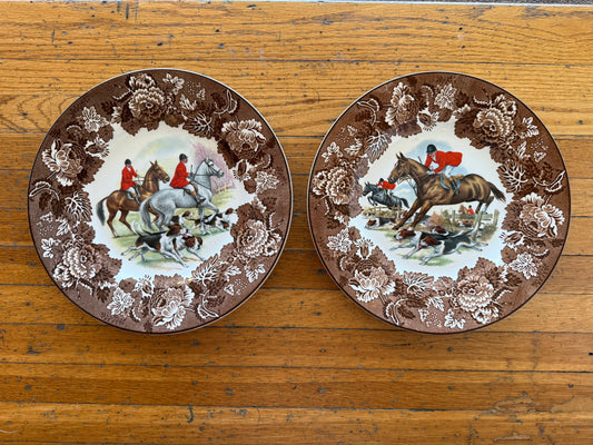 Pair of Fox hunt Dinner Plates by Wood & Sons