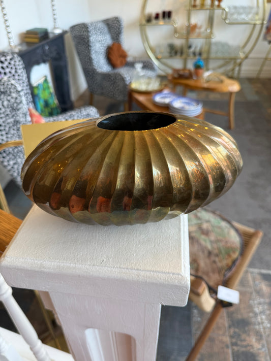 Brass Ribbed Vase