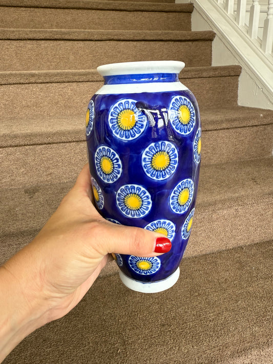 Blue & Yellow Ceramic Vase