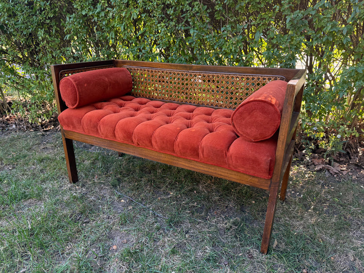 Midcentury rattan bench
