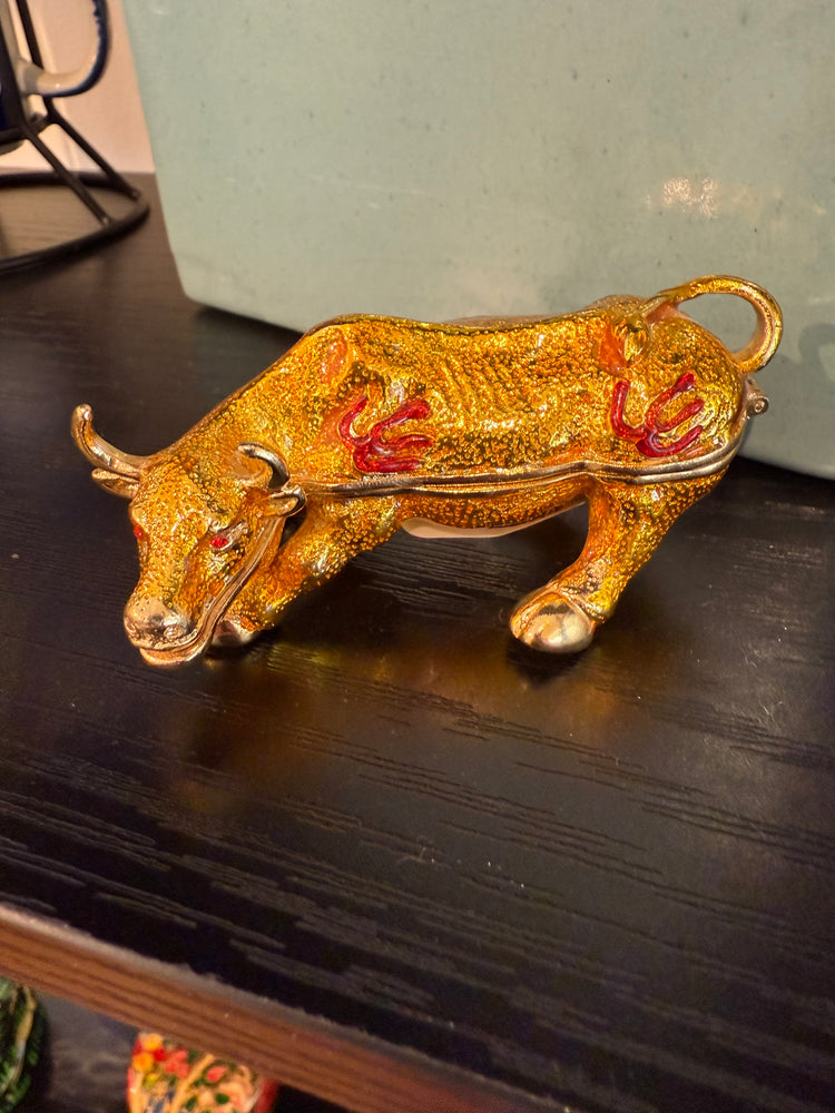 Jeweled Bull Trinket Box