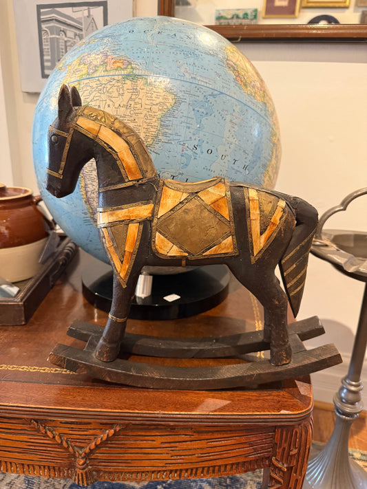 Folk Art Bone & Metal rocking horse