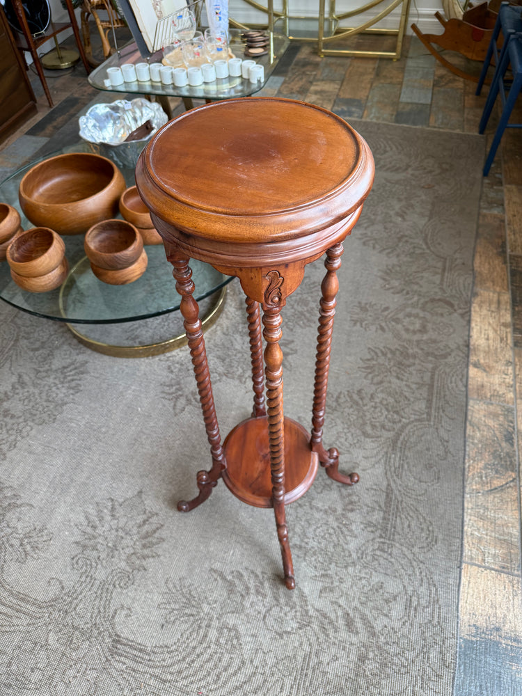 Antique Mahogany Barley Twist Plant Stand