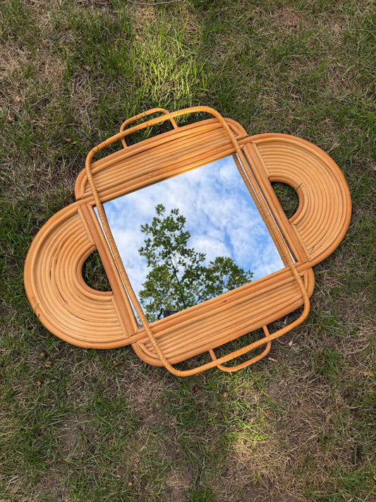 Rattan and Bamboo Mirror