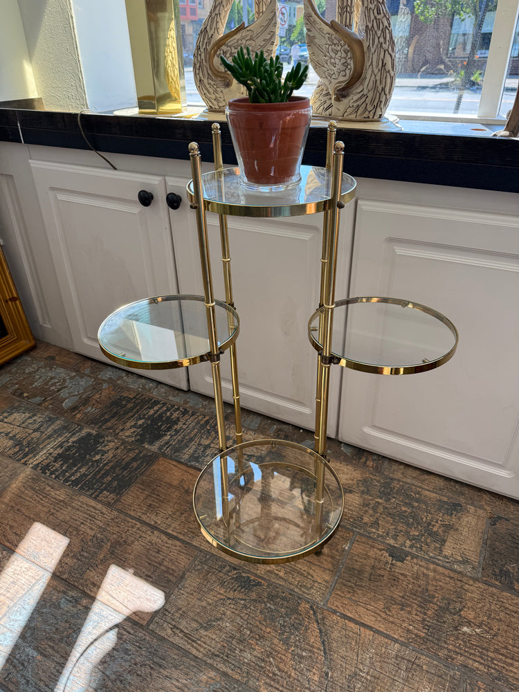 Brass & Glass Plant Stand