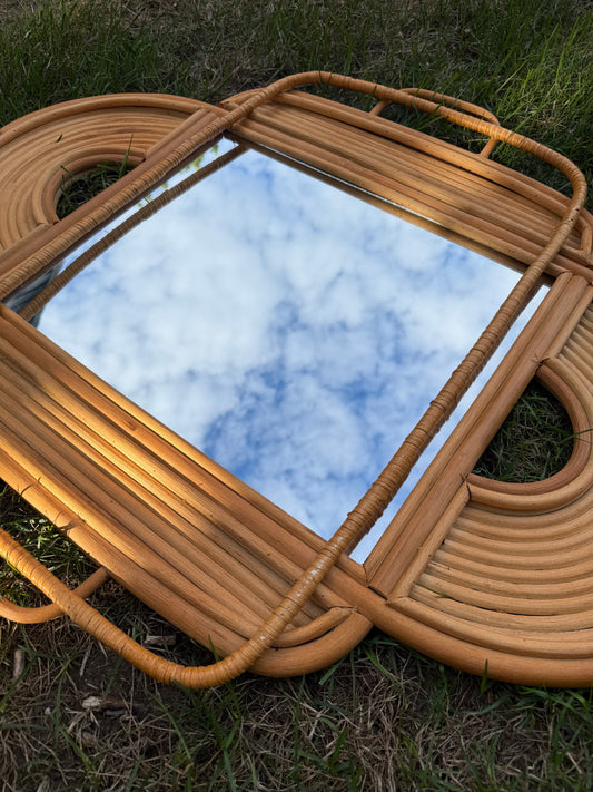 Rattan and Bamboo Mirror