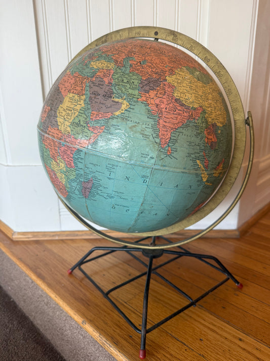 Midcentury Globe with Atomic-style Stand