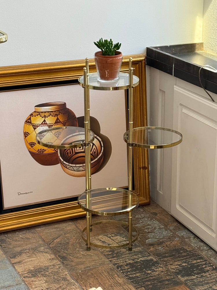 Brass & Glass Plant Stand
