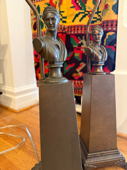 Pair of Neoclassical Bust Lamps