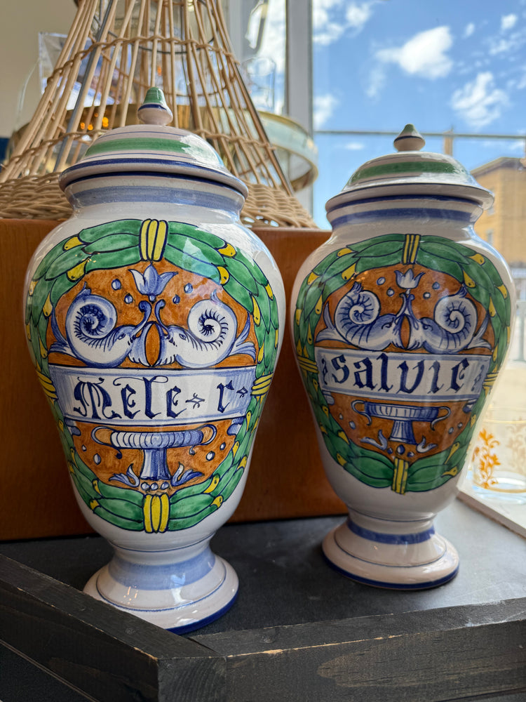 Vintage Albarello Italian Apothecary Jar (Salvie)