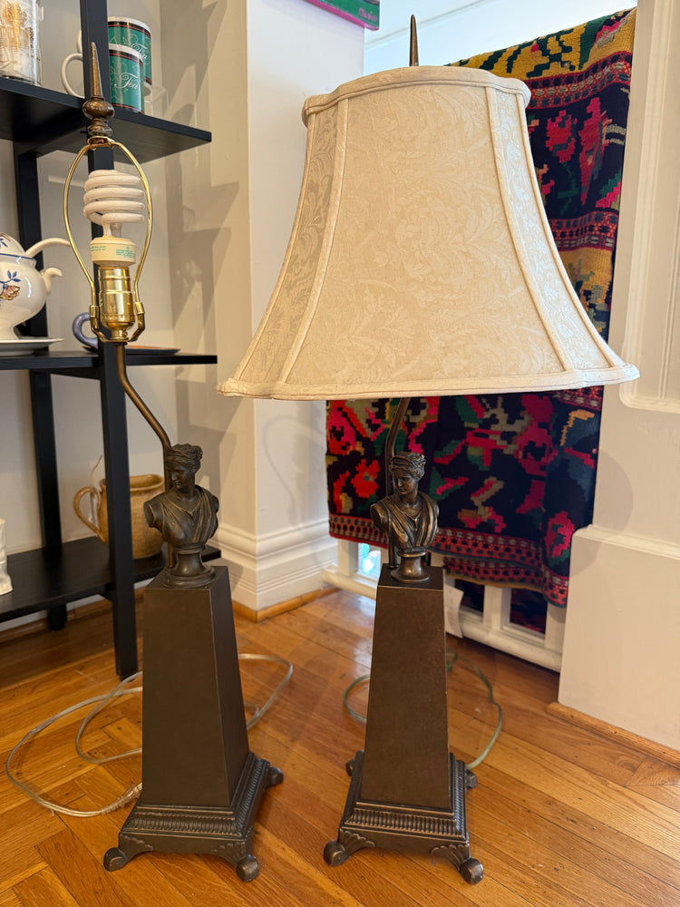 Pair of Neoclassical Bust Lamps