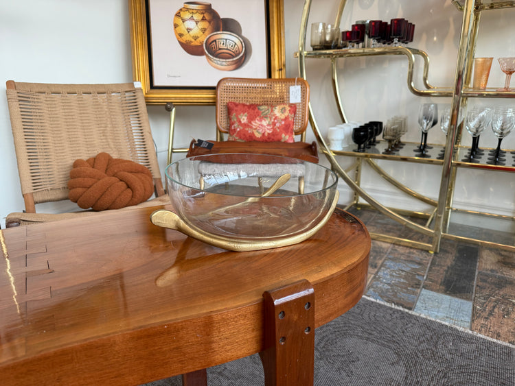 Glass Bowl with Wishbone Stand