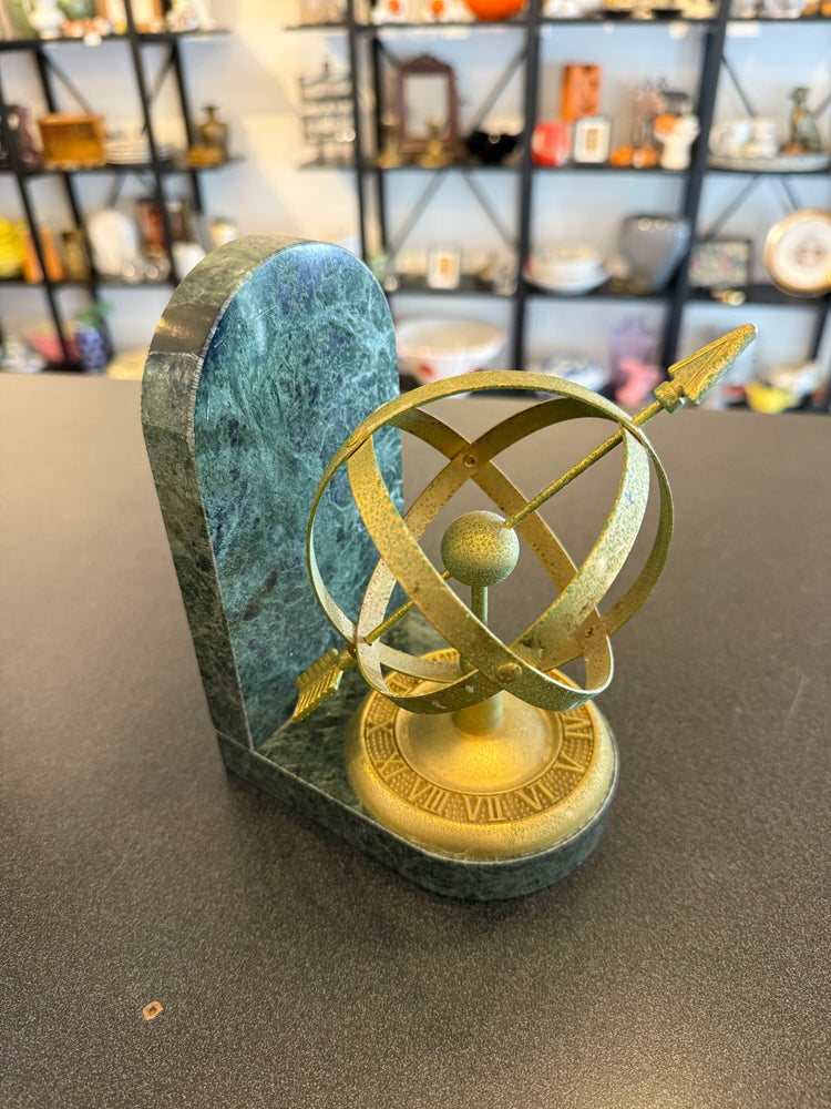 Marble and Brass Armillary Sphere Bookends