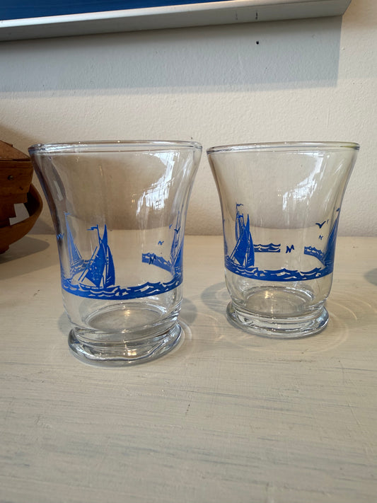 Pair of Sailboat Juice Glasses