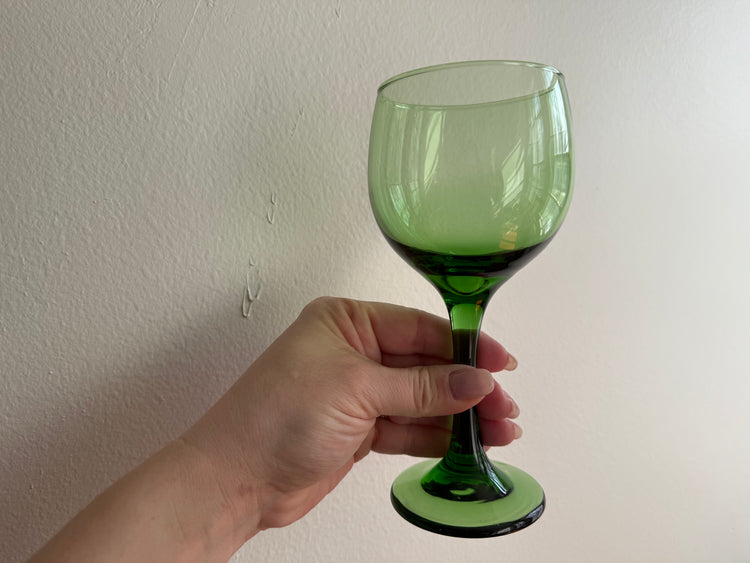 Pair of Green Wine Glasses