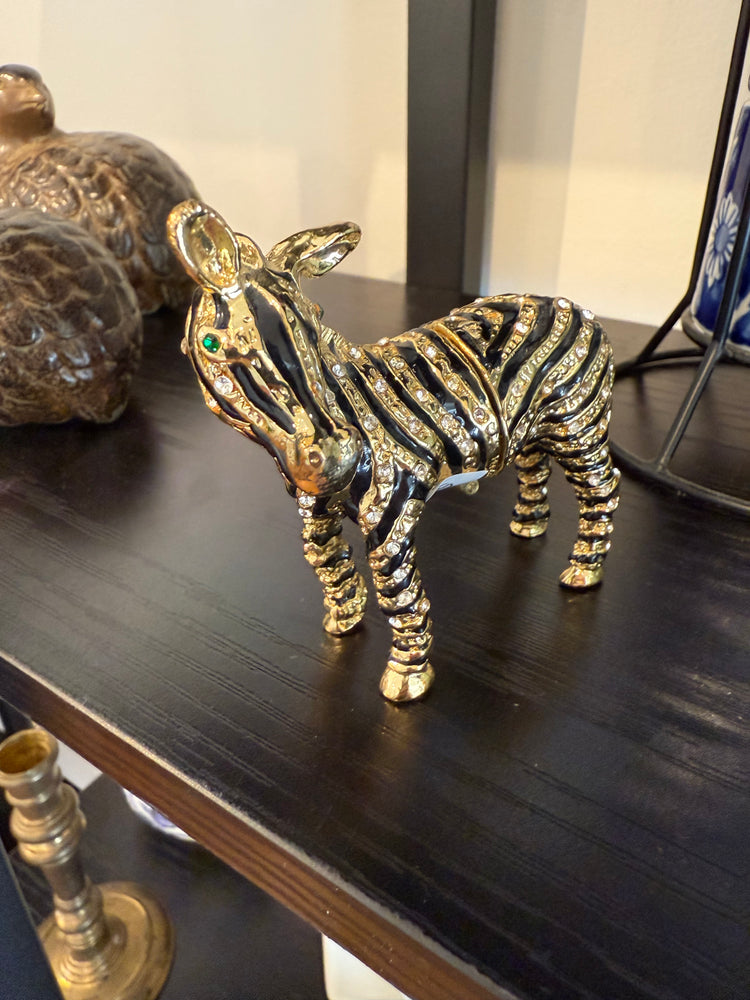 Jeweled Zebra Trinket Box