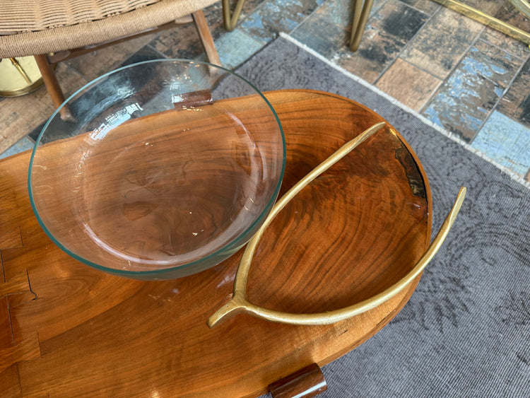 Glass Bowl with Wishbone Stand