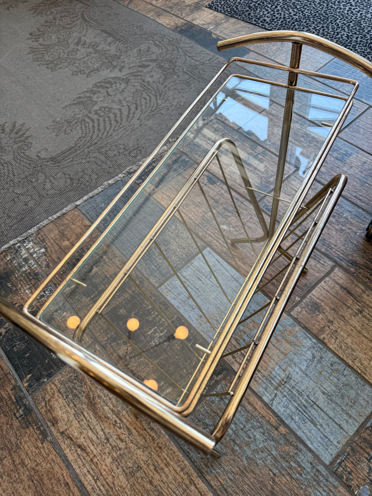 Brass Side Table/ Magazine Rack