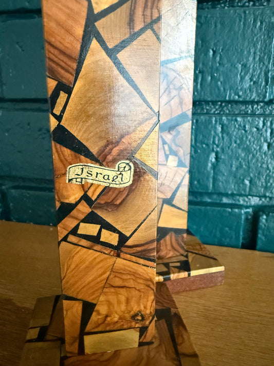 Pair of Olive Wood Shabbat Candlesticks