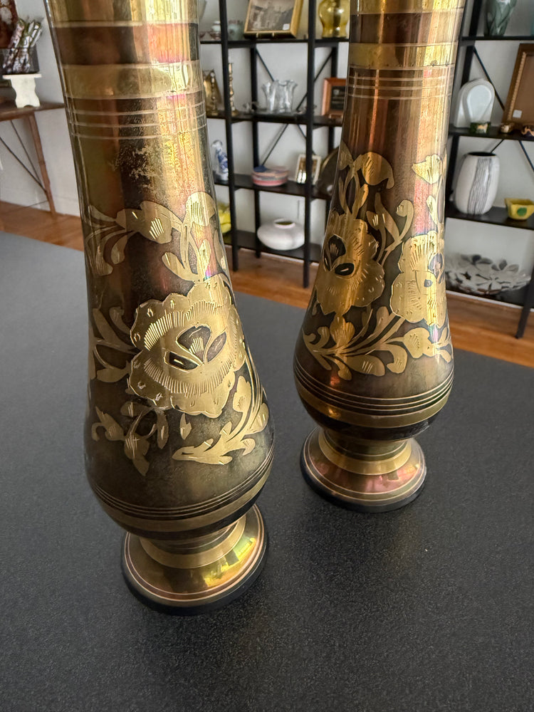 Etched Brass Vases