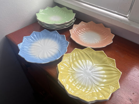 Set of 8 Lotus Leaf Blossom Plates