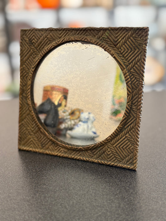 Brass & Leather Tabletop Mirror