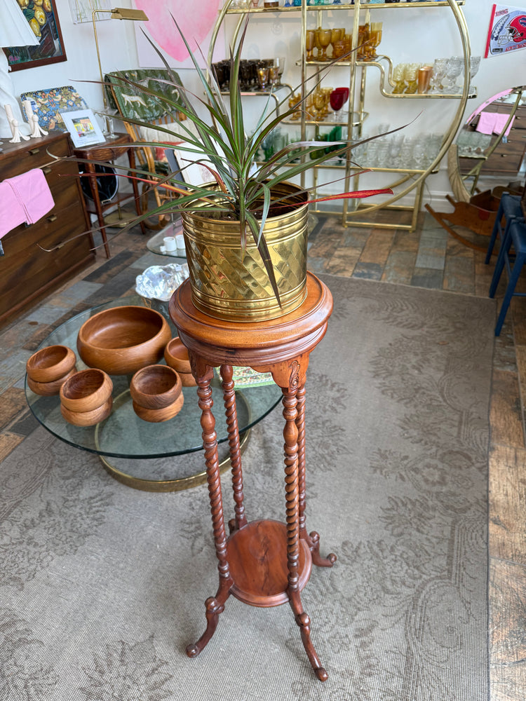 Antique Mahogany Barley Twist Plant Stand