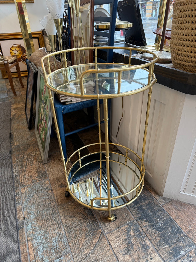 Faux Bamboo Brass Bar Cart