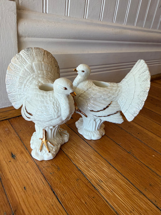 Pair of Mikasa Turkey Candleholders