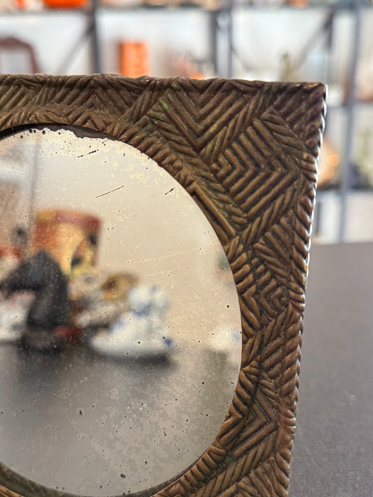 Brass & Leather Tabletop Mirror