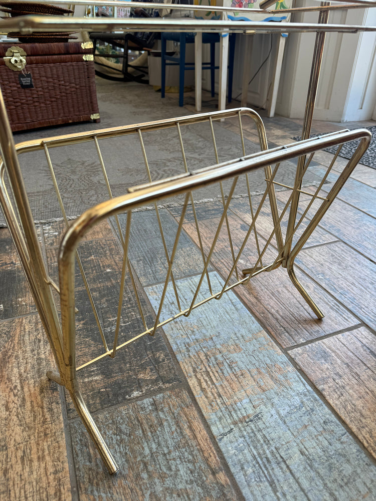 Brass Side Table/ Magazine Rack