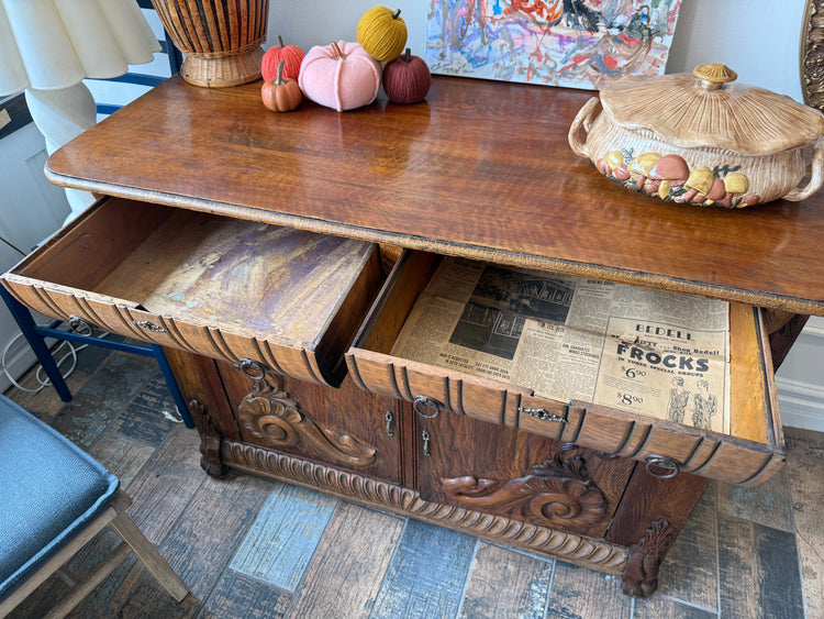 Antique Tiger Oak Buffet
