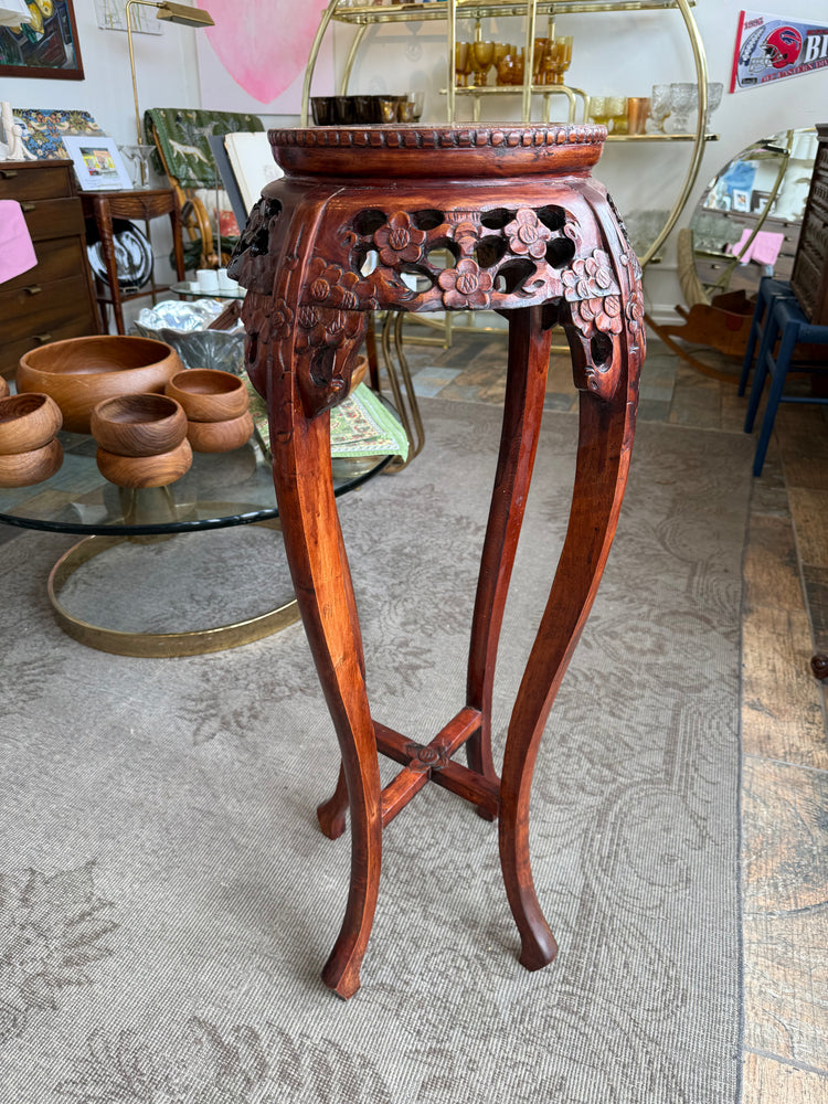 Antique Chinese Rosewood and Marble Plant Stand