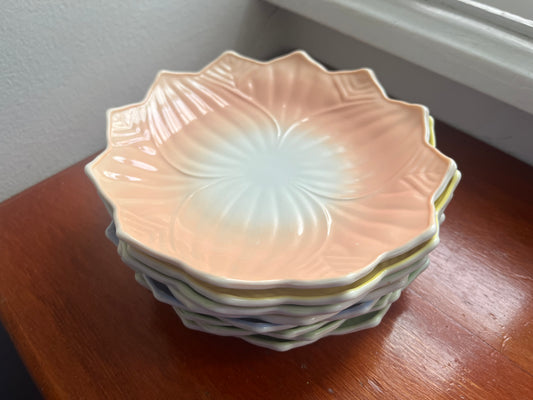 Set of 8 Lotus Leaf Blossom Plates