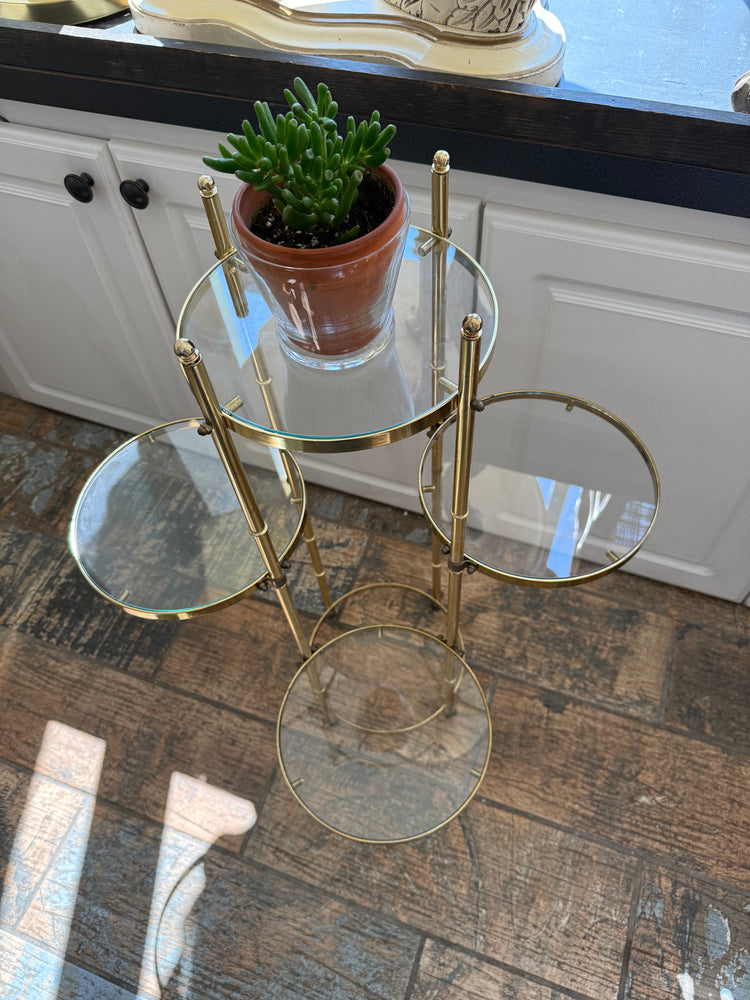Brass & Glass Plant Stand