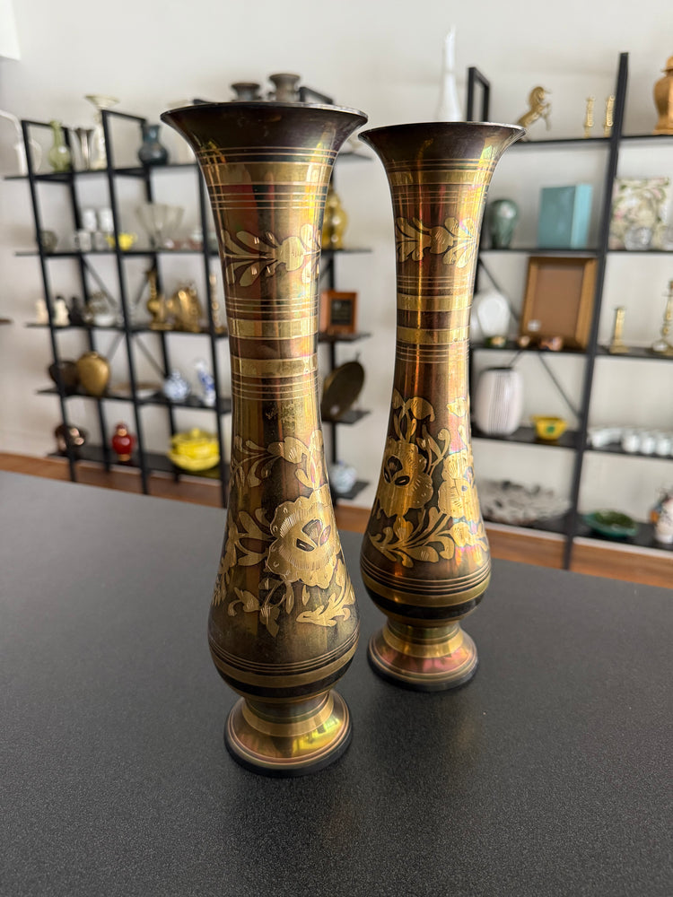 Etched Brass Vases