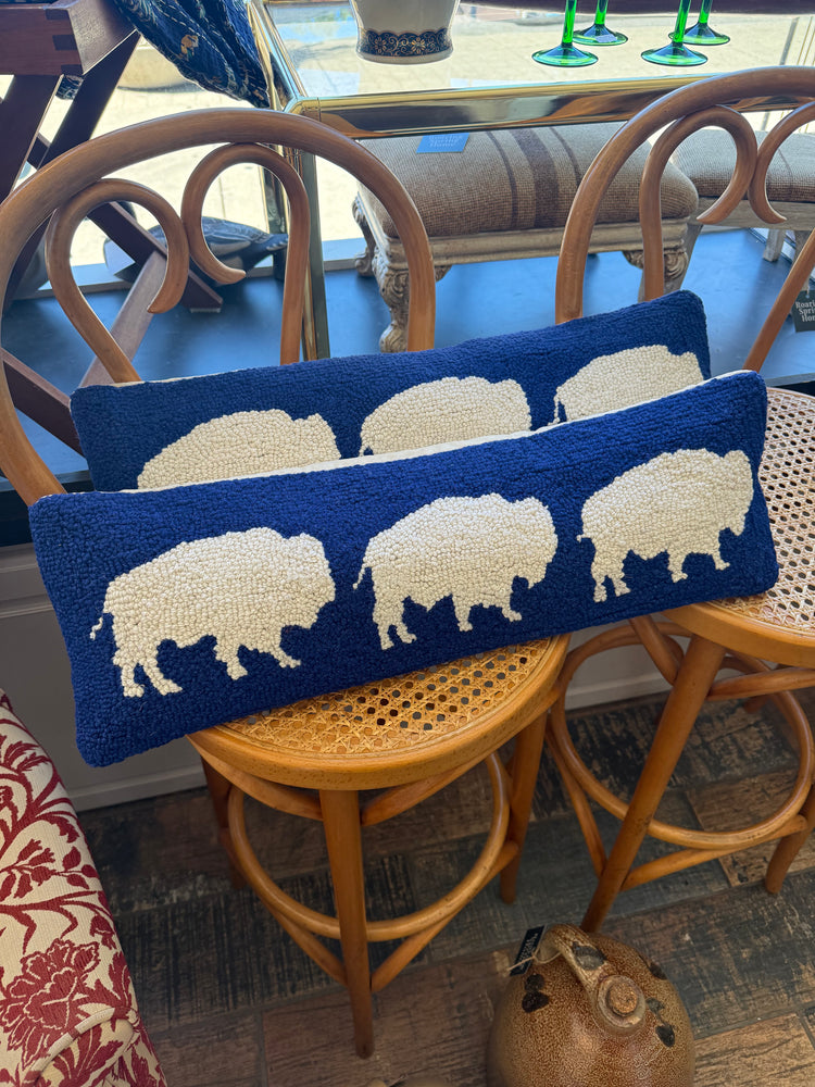 Hooked Wool Buffalo Pillow
