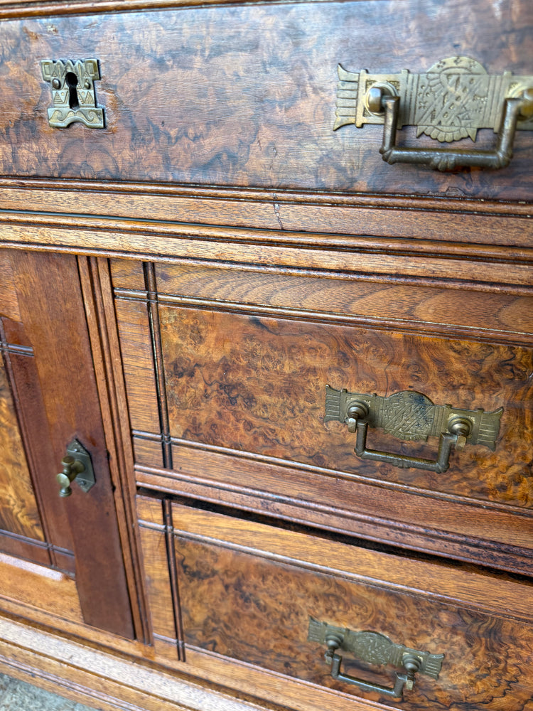 Burlwood & Marble Eastlake Washstand