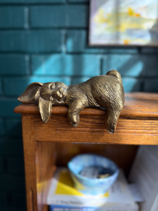 Sleepy Brass Bunny Shelf Sitter