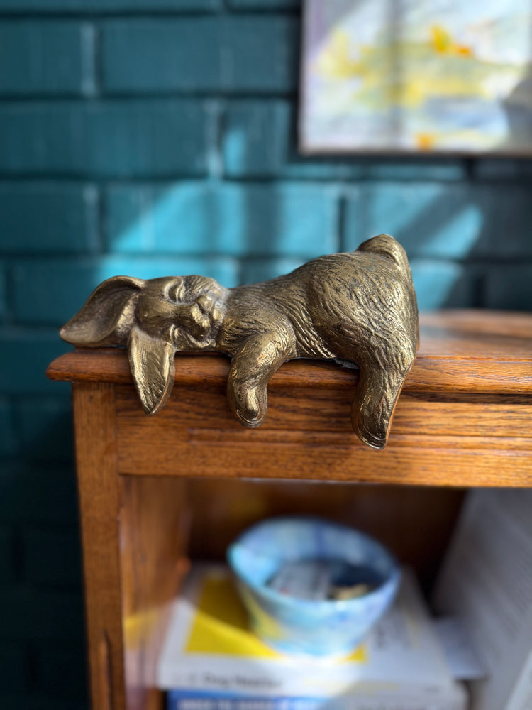 Sleepy Brass Bunny Shelf Sitter