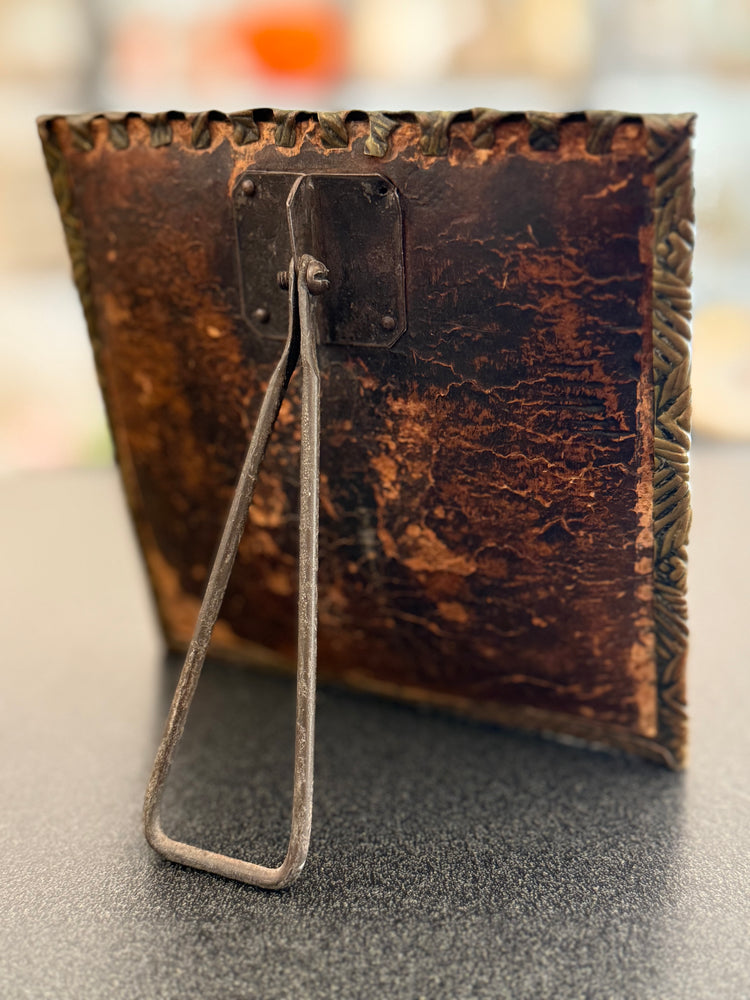 Brass & Leather Tabletop Mirror