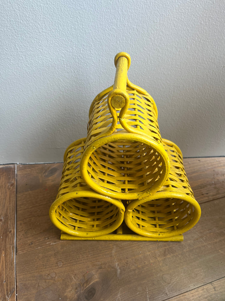 Yellow Wicker Wine Holder