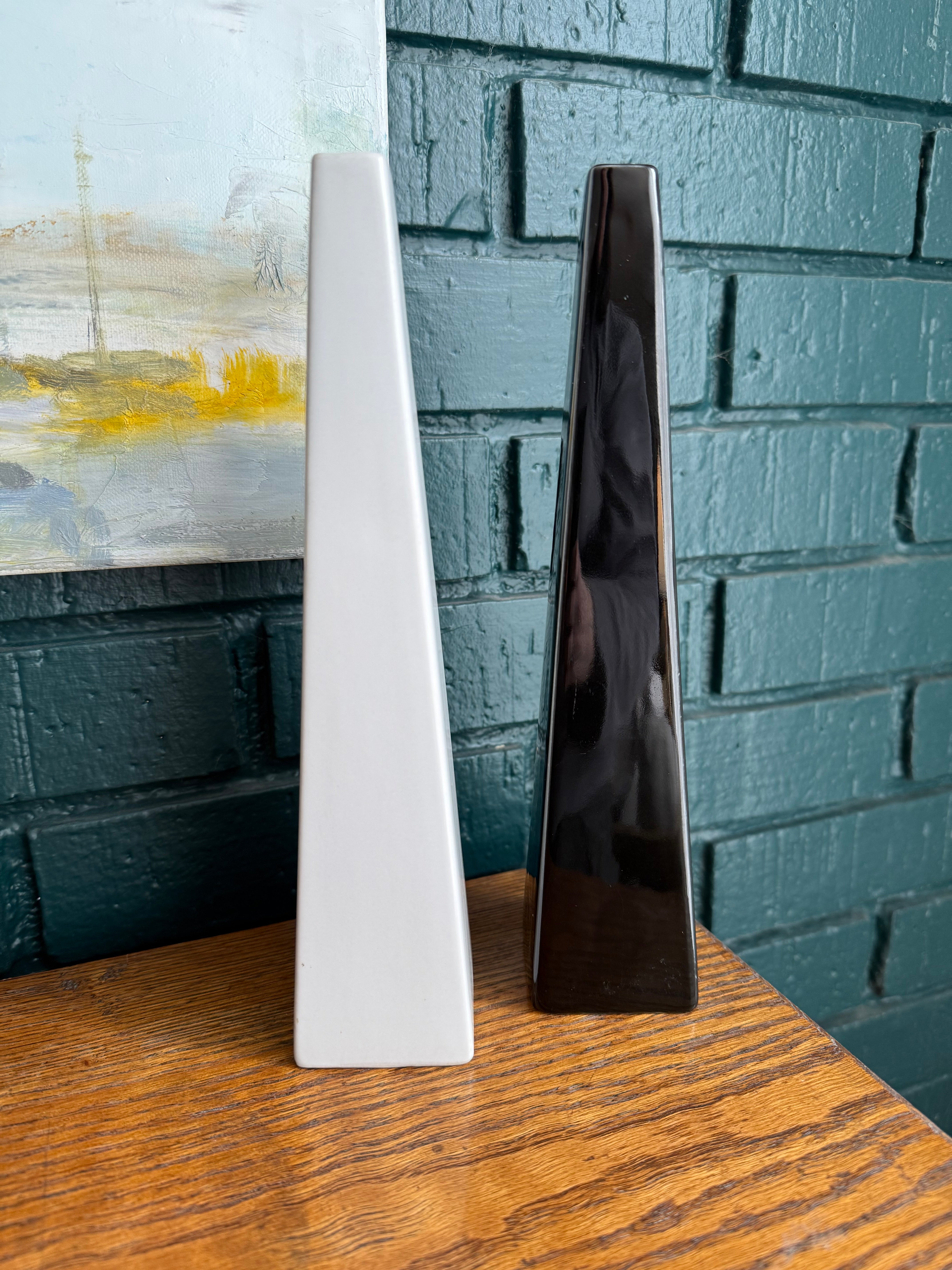 Triangular Abstract Vases Pair of Postmodern Triangular Vases