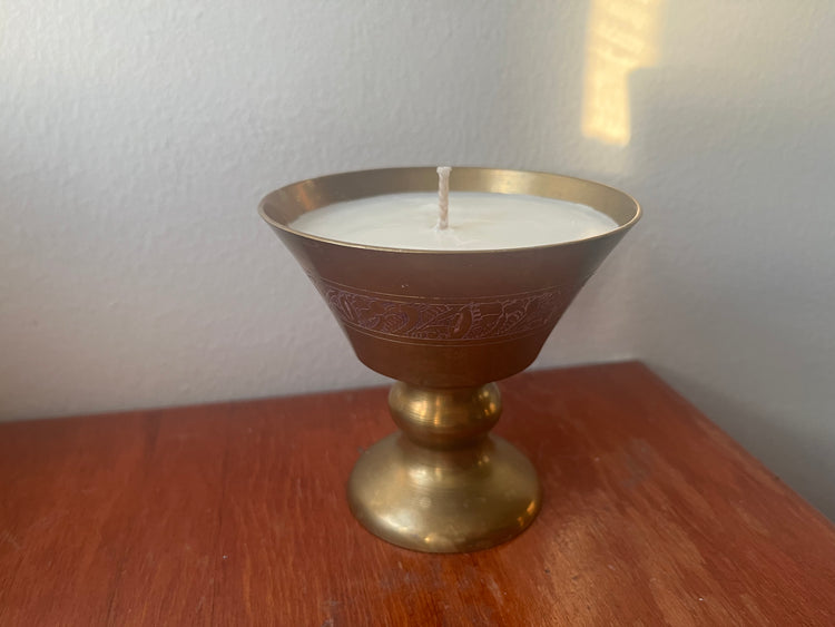 Brass Goblet Amber Vanilla Candle