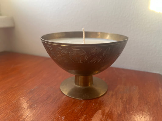 Etched Brass Goblet Cinnamon Candle