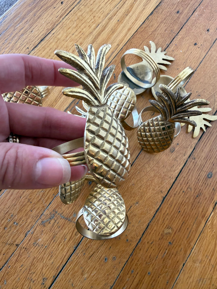 Set of 8 Brass Pineapple Candleholders