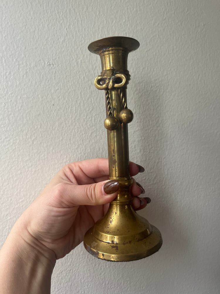 Pair of Brass Rope Candlesticks